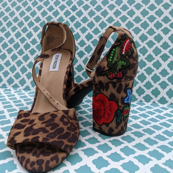Steve Madden Womens INCA Open Toe Casual Ankle Strap, Leopard Multi, Size 9.5 - Picture 4 of 8